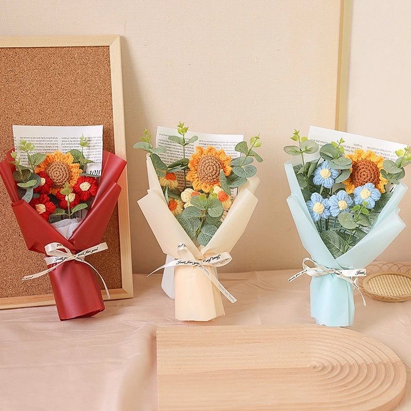 Charming Sunflower Yarn Artificial Flower Decoration for Home and Events|Home Decor & Artificial Flowers