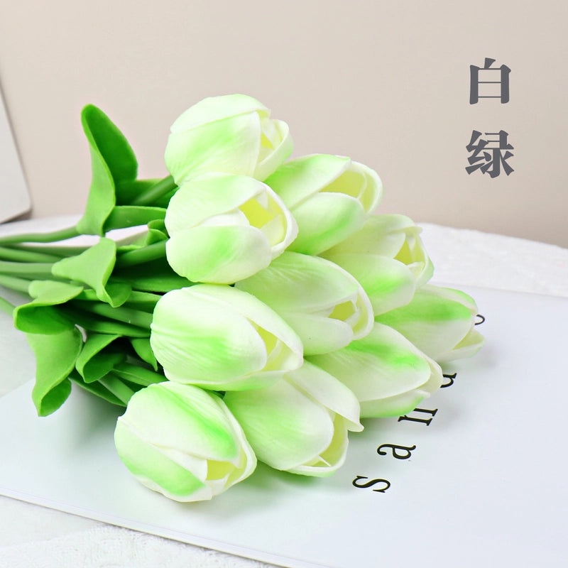 10 Pieces Artificial Tulip Flowers Moisturizing PU Simulation for Home Office Photography Decor|Artificial Flowers & Plants