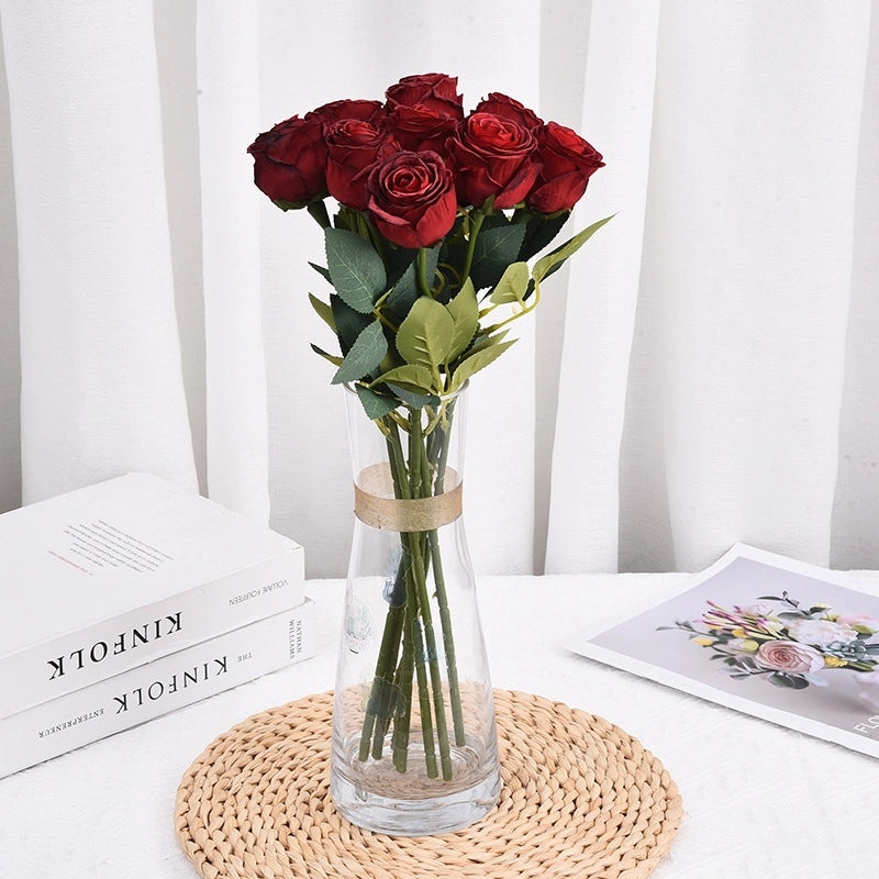 Fire Roasted Single Artificial Rose for Valentine's Day Home Decor Wedding Photography Props|Artificial Flowers