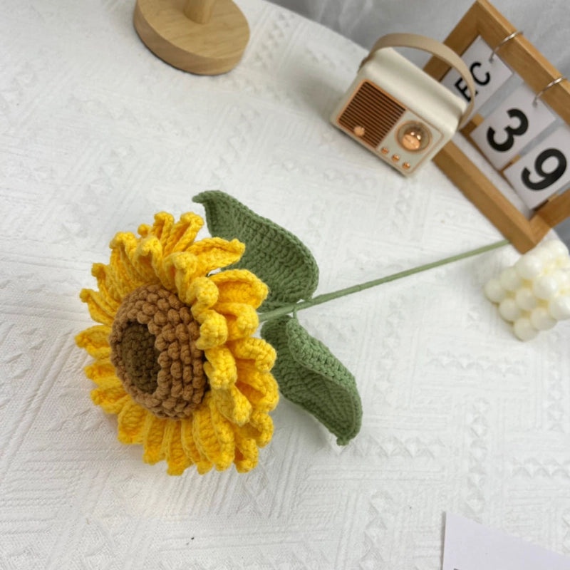 Handmade Sunflower Wool Knitted Belt Double Layer Floral Ornament Gift|Accessories & Jewelry