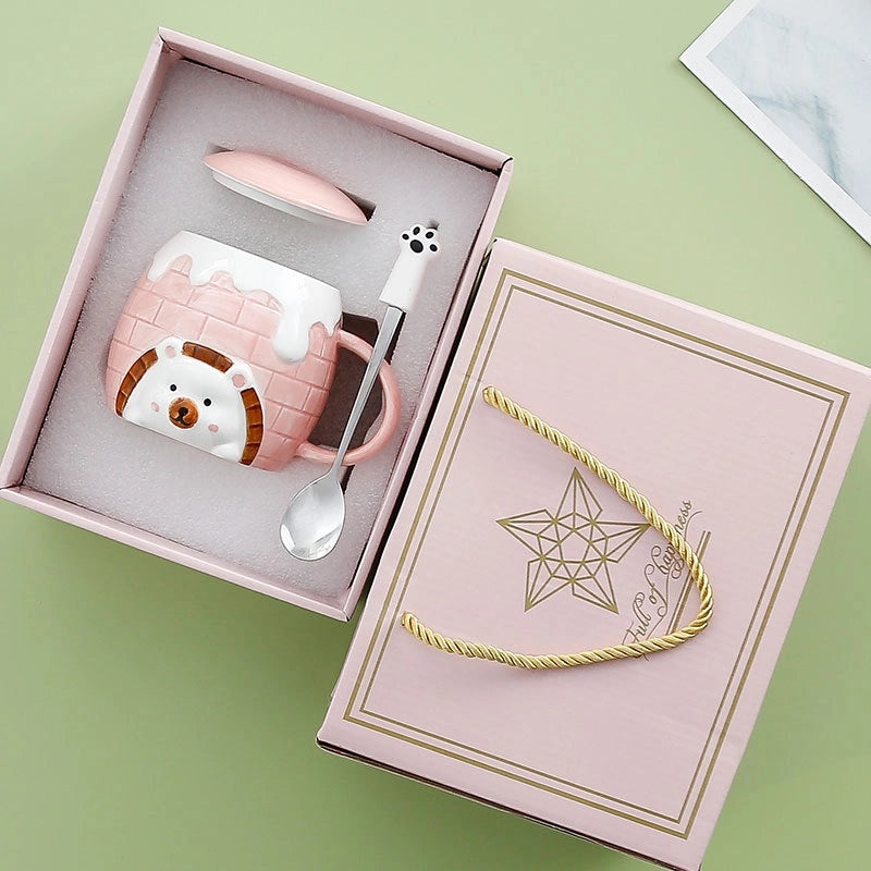 Adorable Bear Shaped Ceramic Water Bottle Set | Drinkware & Water Bottles