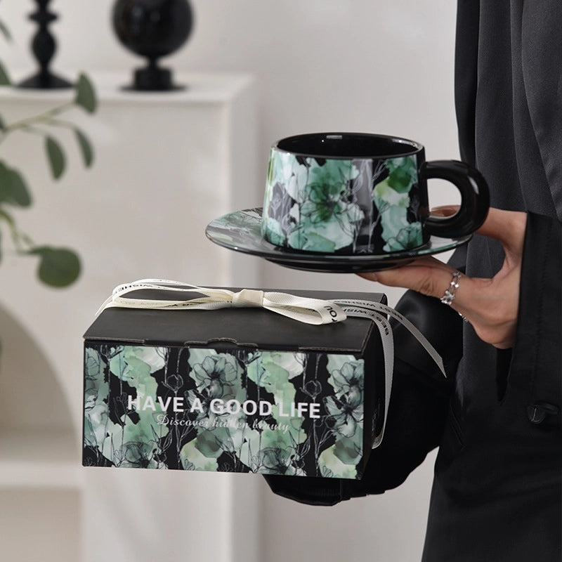 Elegant Floral Ceramic Coffee Cup Set for Daily Use | Coffee & Tea Accessories