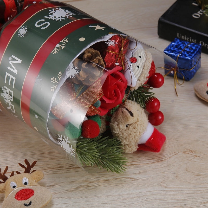 Festive Snowman and Reindeer Artificial Floral Arrangement|Holiday Decorations