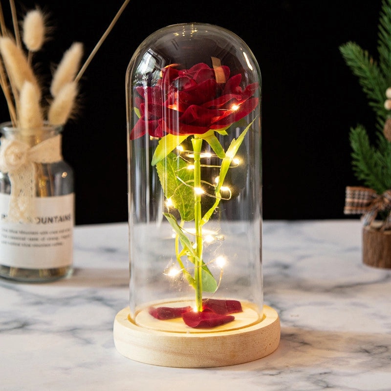 Romantic Rose Bouquet with Plastic, Wood, and Glass Elements|Home Decor Artificial Flowers