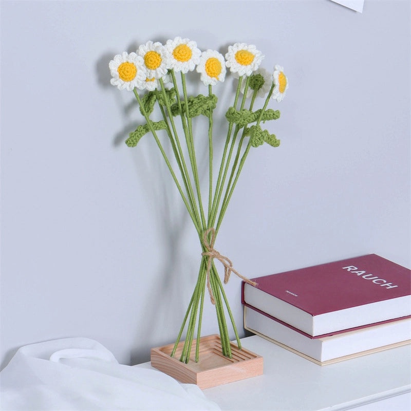Classic Pastoral Daisy Yarn Knit Artificial Flowers Bouquet | Home Decor Artificial Flowers