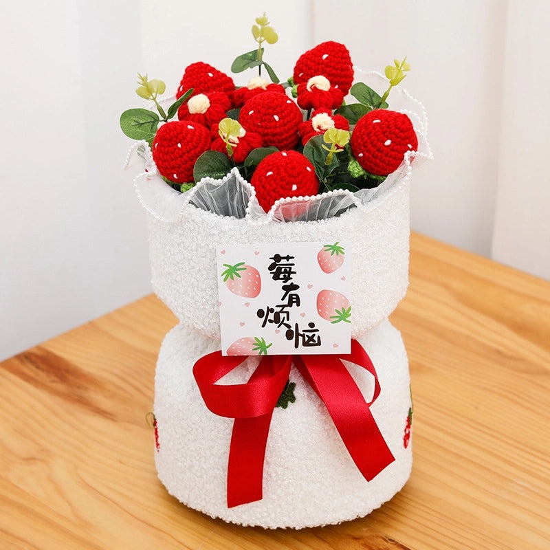 Valentine's Day Cute Fruit-Themed Knit Artificial Flower Bouquet|Home Decor Gifts