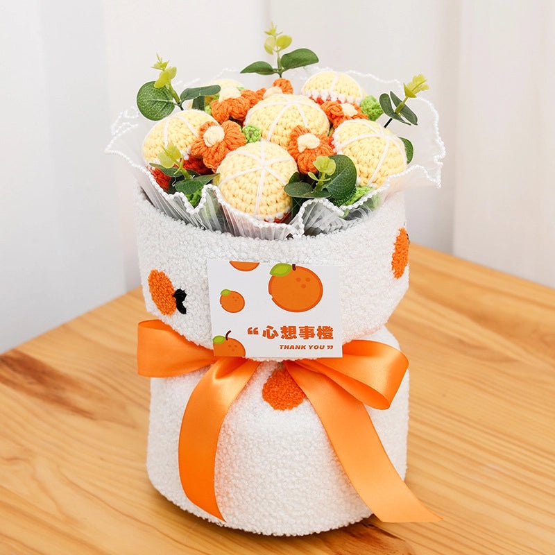 Valentine's Day Cute Fruit-Themed Knit Artificial Flower Bouquet|Home Decor Gifts