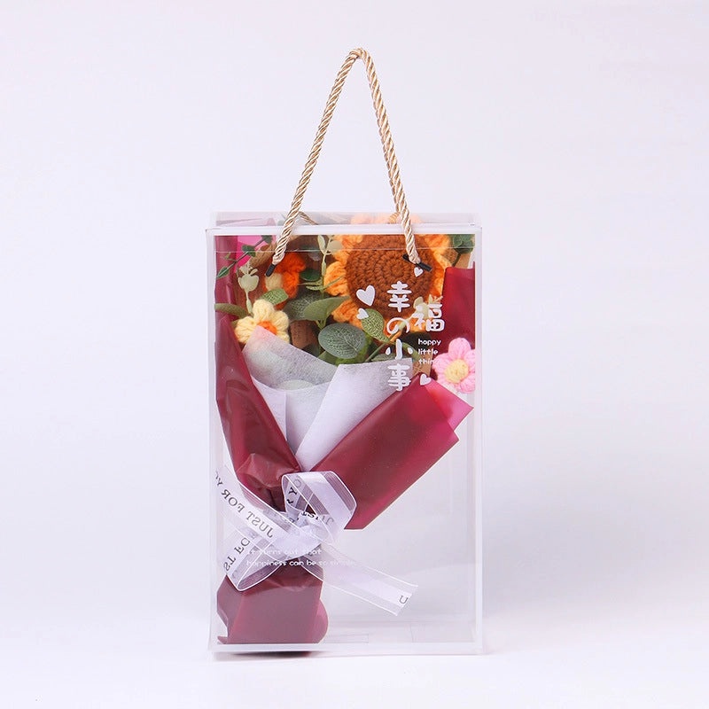 Artificial Sunflower, Rose, and Tulip Yarn Flowers Bouquet|Home Decor Artificial Flowers