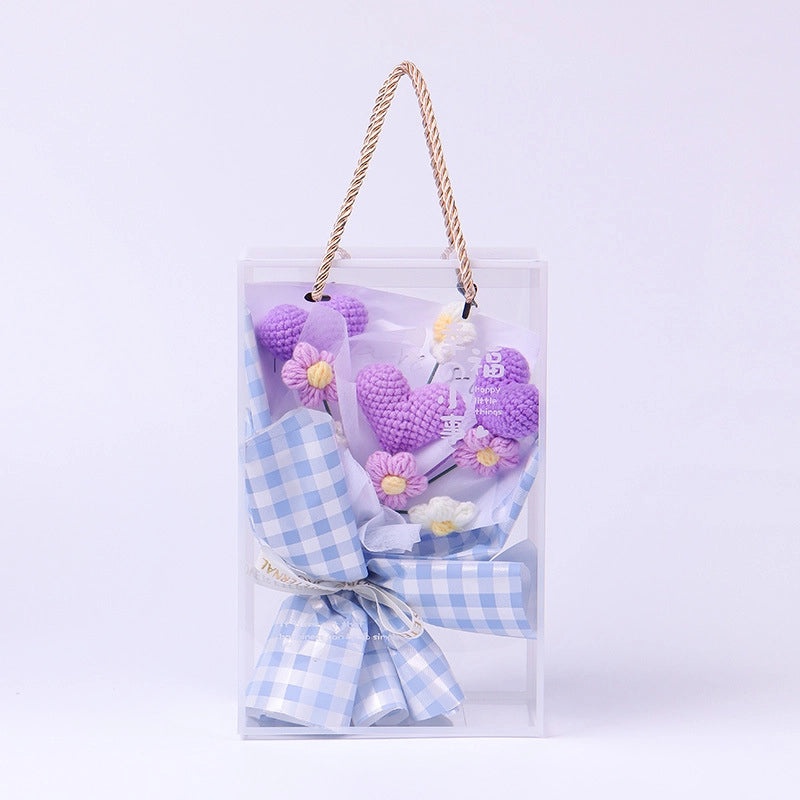 Artificial Sunflower, Rose, and Tulip Yarn Flowers Bouquet|Home Decor Artificial Flowers