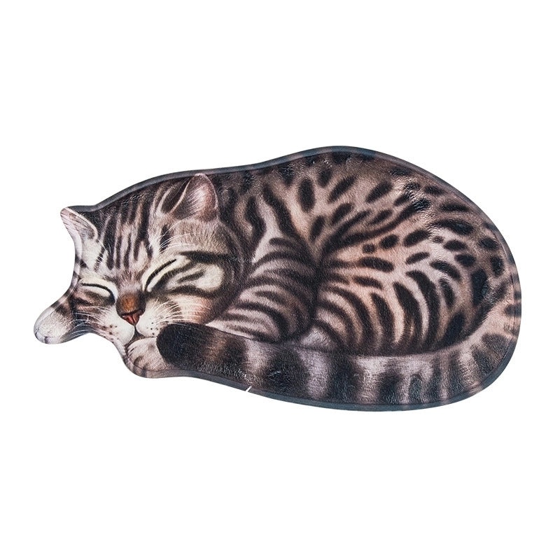 Cute Cat Design Polyester Floor Mat for Home Decor|Home & Living - Floor Rugs & Mats