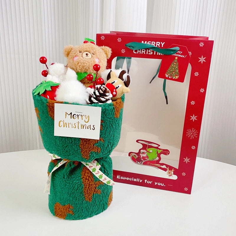 Christmas Bear with Letter Artificial Flowers Bouquet|Home Decor Gifts