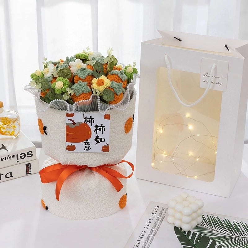 Valentine's Day Cute Fruit-Themed Knit Artificial Flower Bouquet|Home Decor Gifts