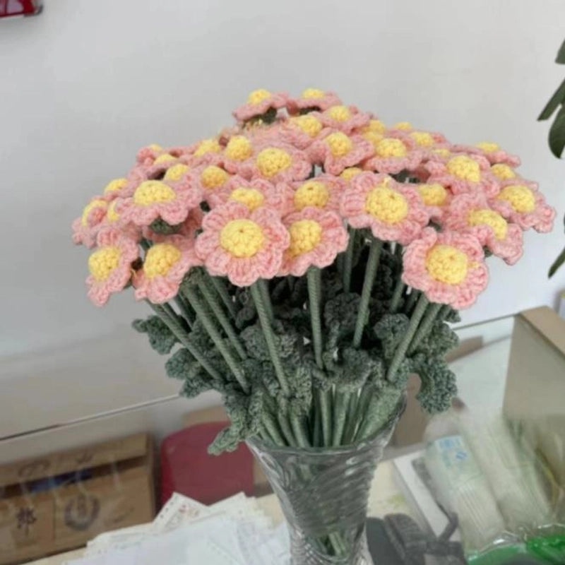 Artificial Sunflower, Rose, and Tulip Yarn Flowers Bouquet|Home Decor Artificial Flowers