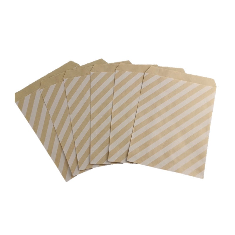 100 Pieces Kraft Paper Food Bags with Minimalist Stripe and Polka Dot Design | Food Packaging & Storage