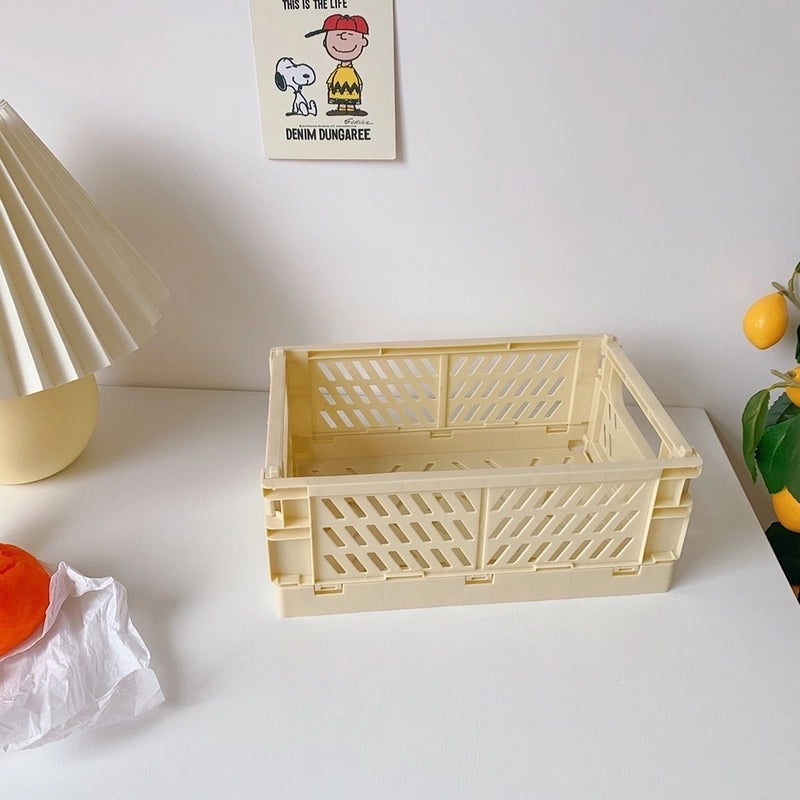 2-Pack Foldable Plastic Storage Baskets for Student Desk Organizers|Desk Organizers & Storage