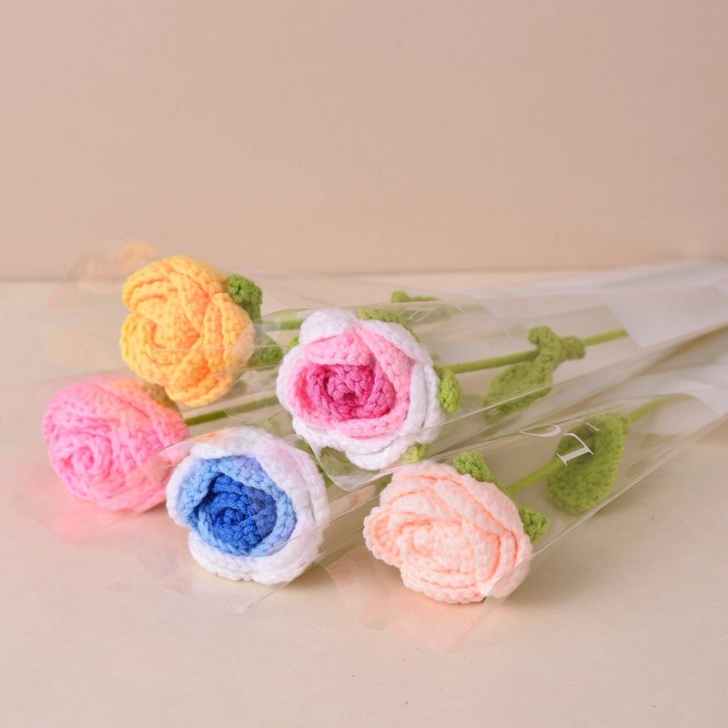 Artificial Sunflower, Rose, and Tulip Yarn Flowers Bouquet|Home Decor Artificial Flowers