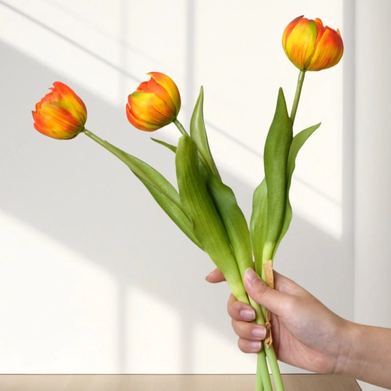Mother's Day Gift Soft Rubber Tulip Artificial Flower Moisturizing Simulation Ornament Photography Prop|Home Decor & Artificial Flowers