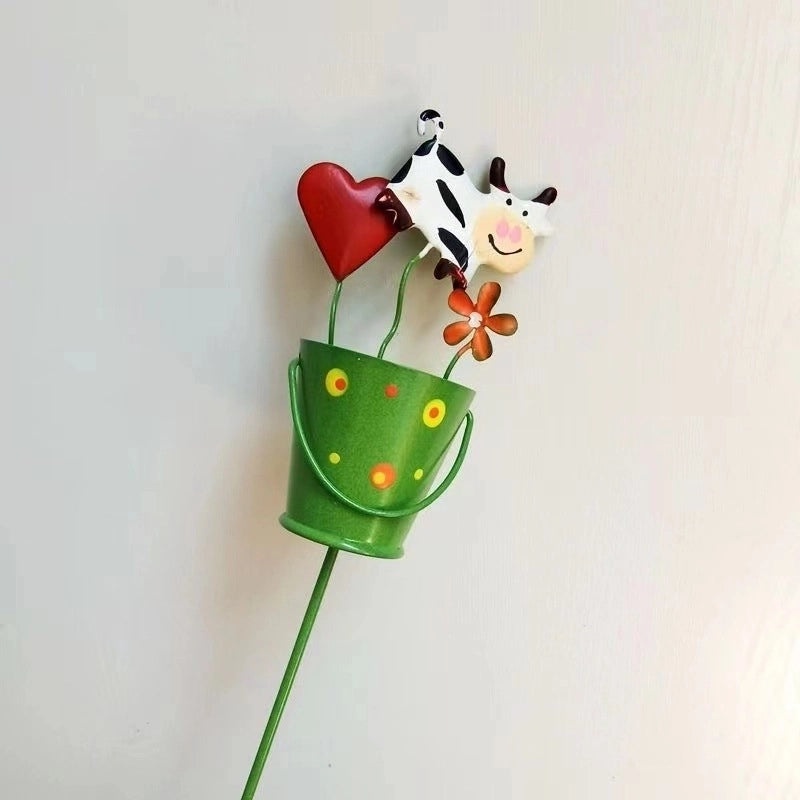 Rustic Wooden Bucket with Heart-Shaped Metal Frame and Floral Arrangement|Home Decor Accessories