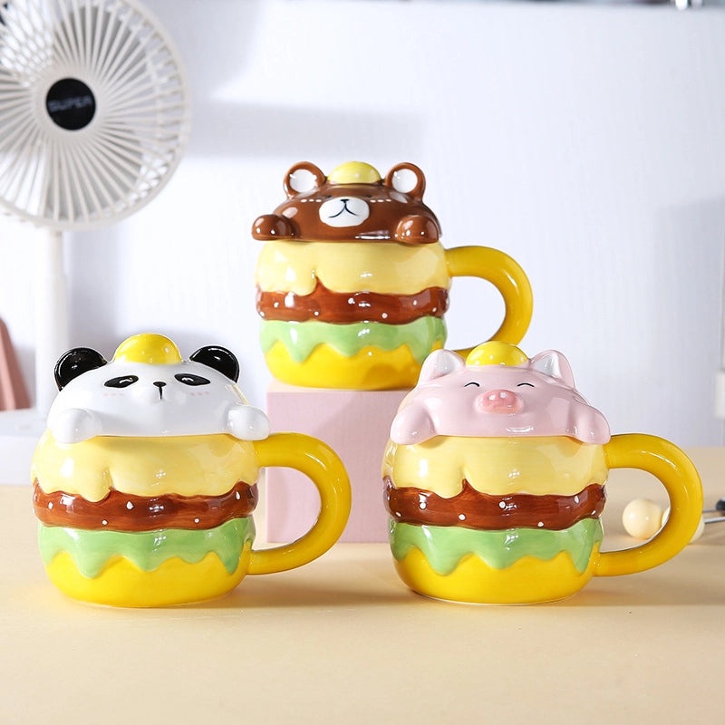 Cute Bear Animal Ceramic Water Bottle Set|Home & Kitchen
