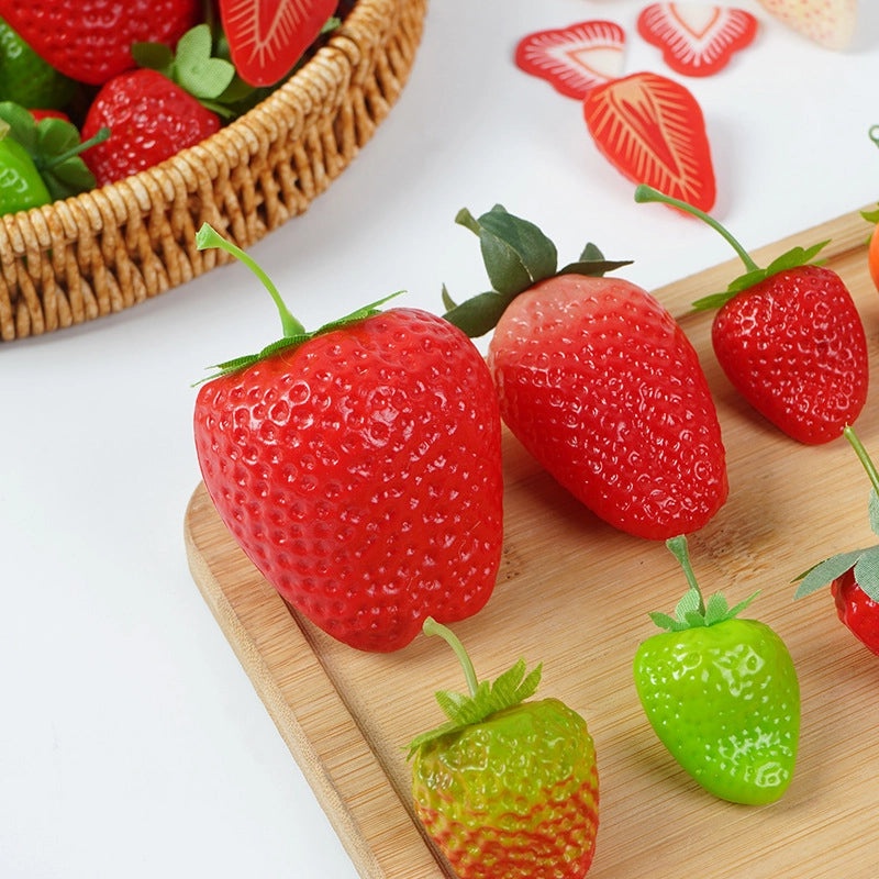Realistic Plastic Strawberry Decoration | Artificial Fruit Props for Window Display and Photography | Home Decor Accessories | Fake Fruit Models 
