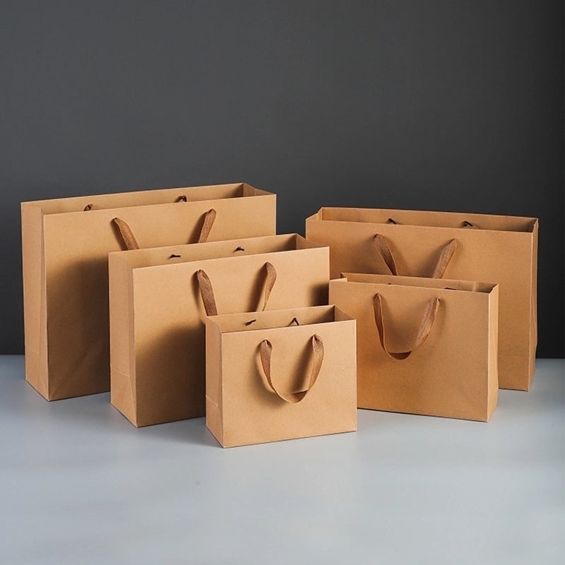 Horizontal Kraft Paper Clothing Tote Bag Reusable Gift Bag|Eco-Friendly Packaging Bags