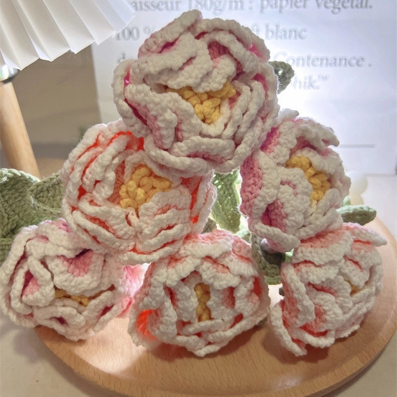 Peony Wool Hand-Woven DIY Artificial Flower Bouquet for Home Decor and Teacher's Day Gift | Home Decor & Gifts