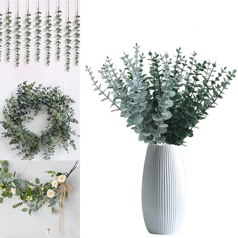 Pastoral Style Faux Green Leaves Artificial Plants Plastic Decorative Flowers|Home Decor Artificial Plants