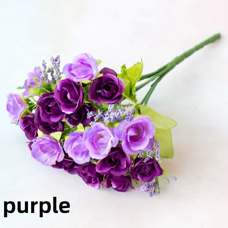 Diamond Rose Artificial Flower 7 Fork Spring Small Rose Bud Plastic Floral Decoration|Home Decor Artificial Flowers