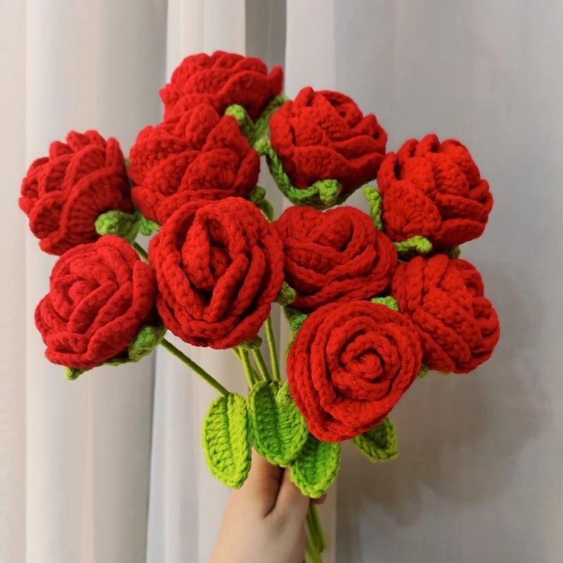 Elegant Rose Yarn Artificial Flowers for Valentine’s Day and Mother’s Day | Home Decor & Gifts