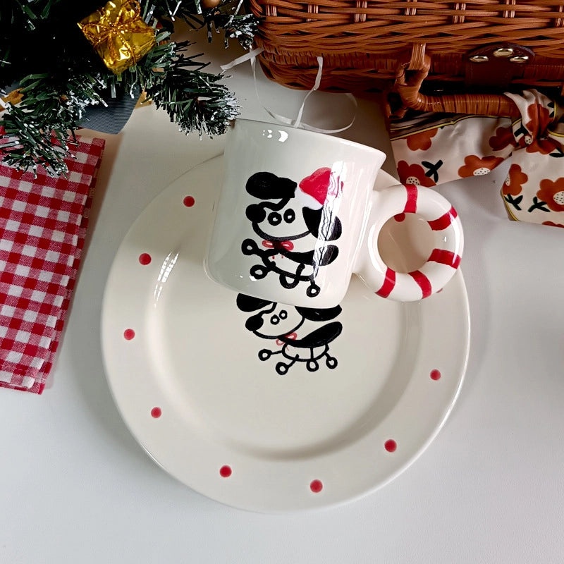 Elegant Christmas Tree Ceramic Plate Mug - Casual Holiday Drinkware | Christmas Decorations