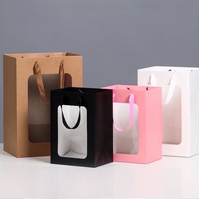 Transparent Gift Bag with Open Window for Teacher's Day Flowers | Gift Packaging Bags
