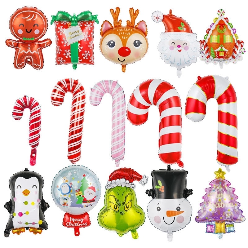 Christmas Party Balloons Set Snowman Santa Claus Gift Box Aluminum Foil Decorations|Holiday Party Supplies
