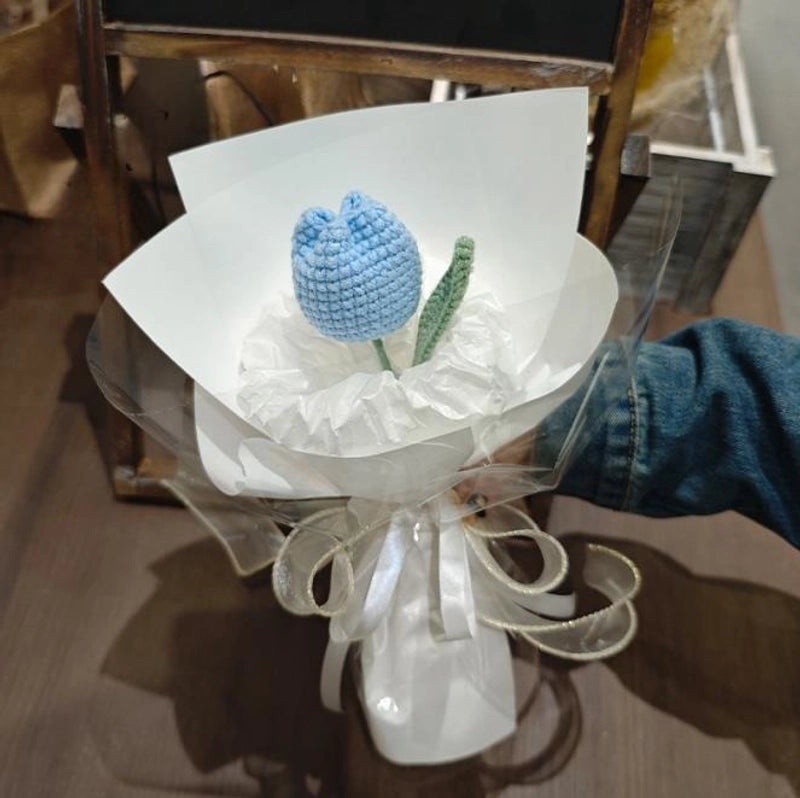 Delicate Tulip Knit Artificial Flowers Bouquet|Home Decor Artificial Flowers