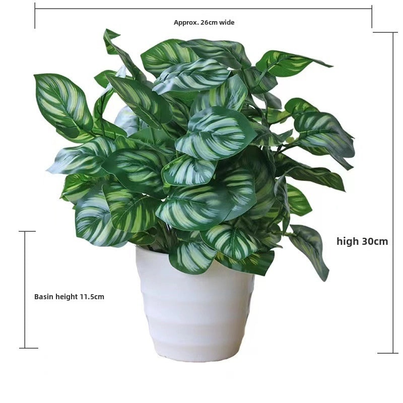 Artificial Green Rose Leaf Plant in Pot|Home Decor Artificial Plants