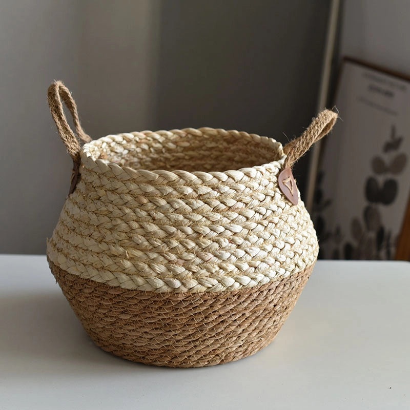 Vintage Plain Straw Basket Organizer|Home Storage & Organization