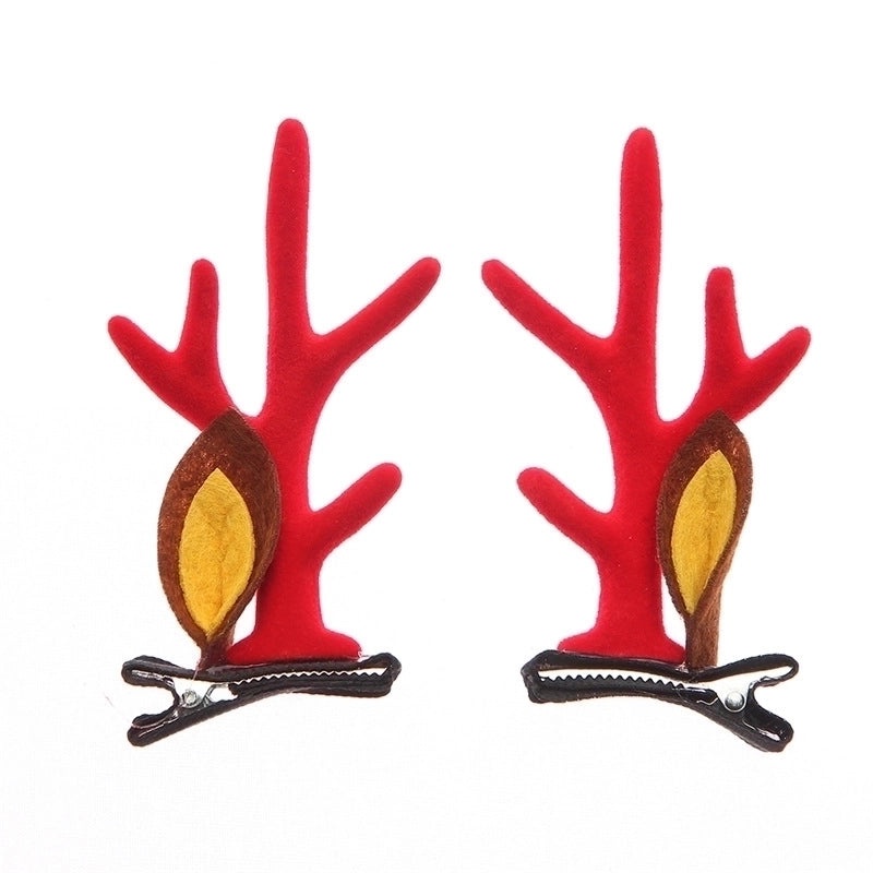 Festive Reindeer Antler Hairpin with Soft Flannel Fabric for Christmas Party|Holiday Accessories