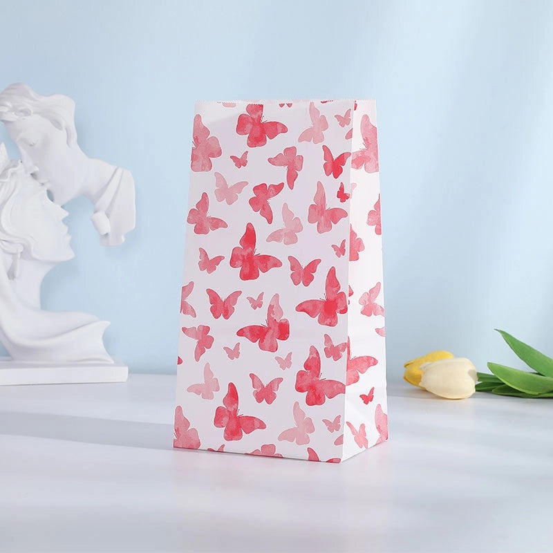 Cute Stripe Butterfly Kraft Paper Gift Bags for Valentine's Day Party | Gift Bags & Packaging