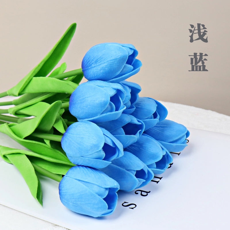 10 Pieces Artificial Tulip Flowers Moisturizing PU Simulation for Home Office Photography Decor|Artificial Flowers & Plants