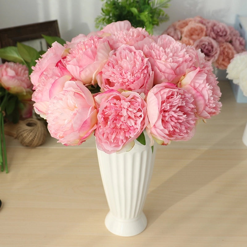 Artificial Five-Headed Peony Bouquet Silk Flowers Home Wedding Decoration|Home Decor