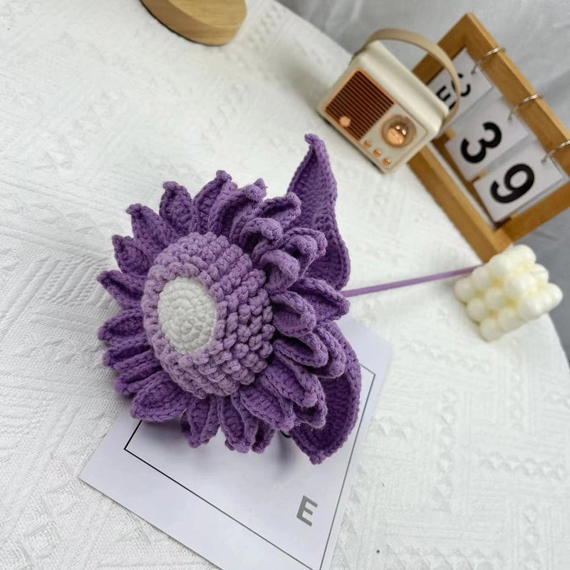 Handmade Sunflower Wool Knitted Belt Double Layer Floral Ornament Gift|Accessories & Jewelry