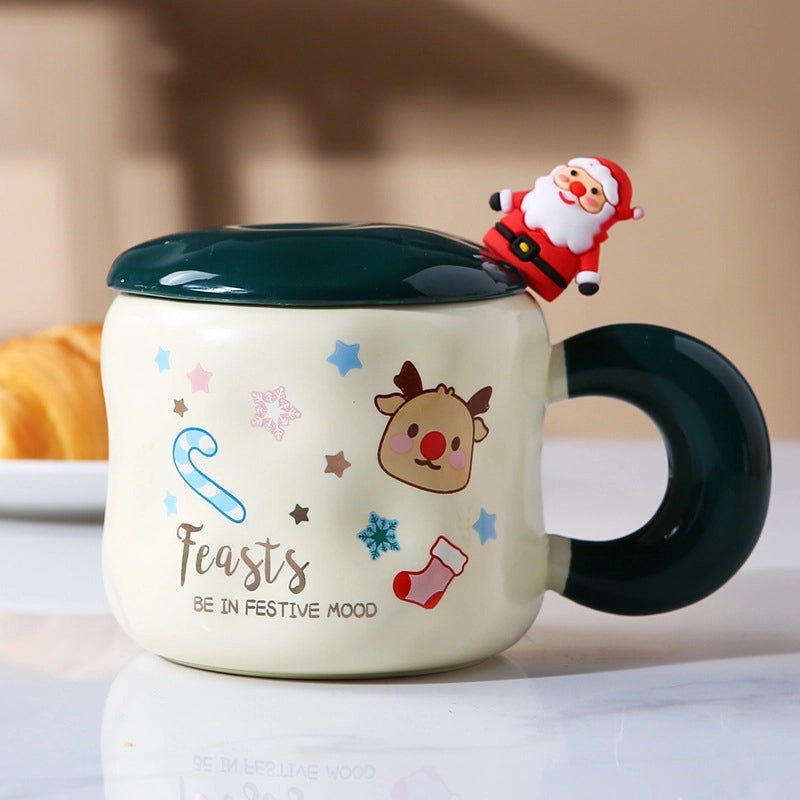 Christmas Santa Claus Socks and Ceramic Water Bottle Set | Holiday Gifts & Accessories