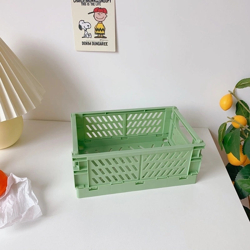 2-Pack Foldable Plastic Storage Baskets for Student Desk Organizers|Desk Organizers & Storage