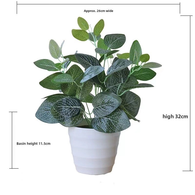 Artificial Green Rose Leaf Plant in Pot|Home Decor Artificial Plants
