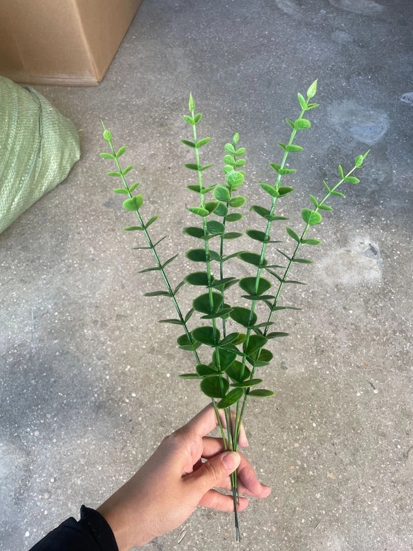 Pastoral Style Faux Green Leaves Artificial Plants Plastic Decorative Flowers|Home Decor Artificial Plants