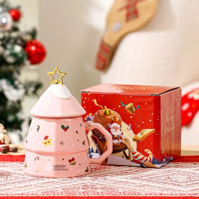 Festive Christmas Tree Ceramic Mug Cute Holiday Drinkware | Kitchen & Dining