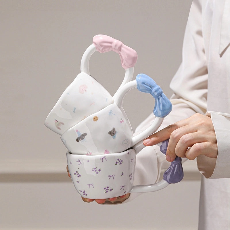 Adorable Ceramic Mug with Cat Bow Knot Design 1 Piece|Home & Kitchen > Drinkware > Mugs