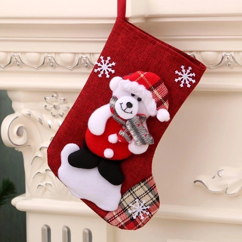 Medium Linen Christmas Stockings Gift Bag Holiday Decoration NHMV155603 | Holiday Decor & Gift Bags