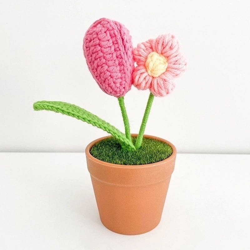Charming Floral Knit Faux Plants for Home Decor|Home & Garden Decorations