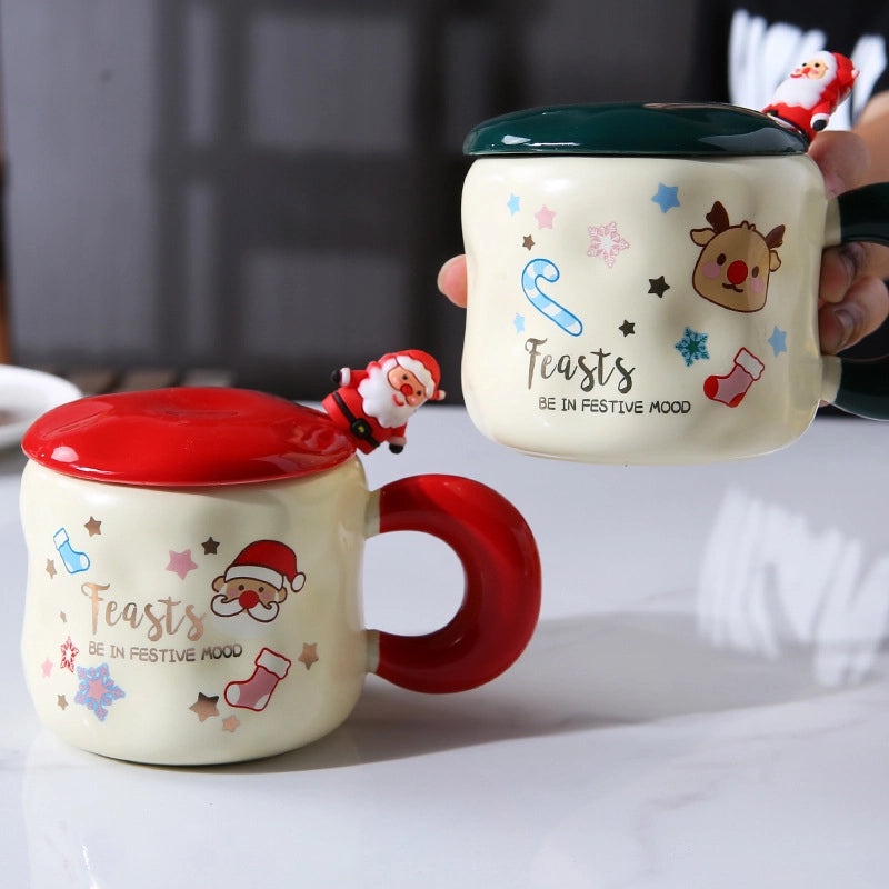 Christmas Santa Claus Socks and Ceramic Water Bottle Set | Holiday Gifts & Accessories