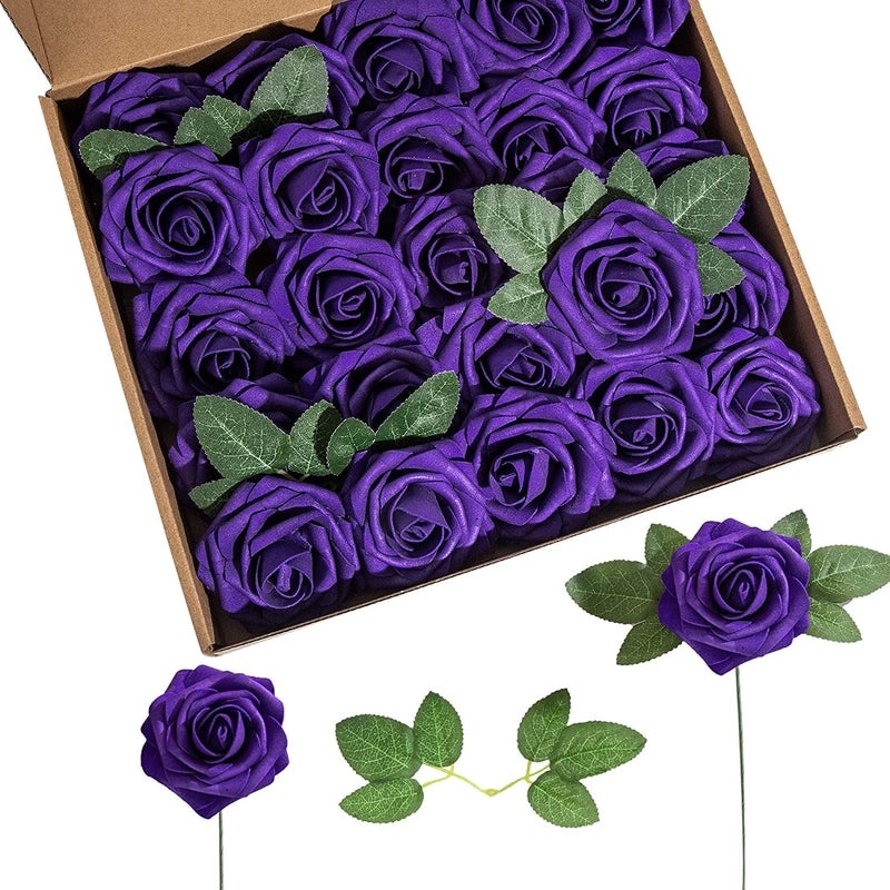 Foam Rose Simulation Gift Box with Stem 25pcs Fake Flowers for Wedding Valentine's Day Decor|Home & Garden > Flowers & Plants > Artificial Flower